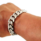 15mm wide 21cm bracelet, Cuban Link Chain available in gold and silver.