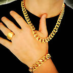 15mm wide 60cm, Cuban Link Chain available in gold and silver. 75cm, 90cm and 100cm available