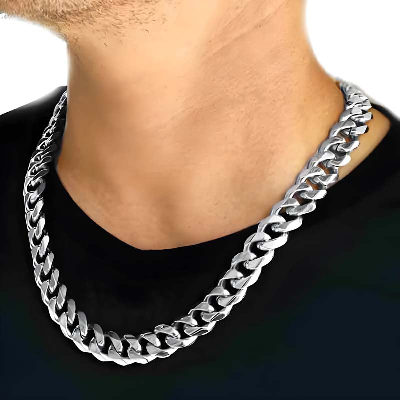 15mm wide 60cm, Cuban Link Chain available in gold and silver. 75cm, 90cm and 100cm available