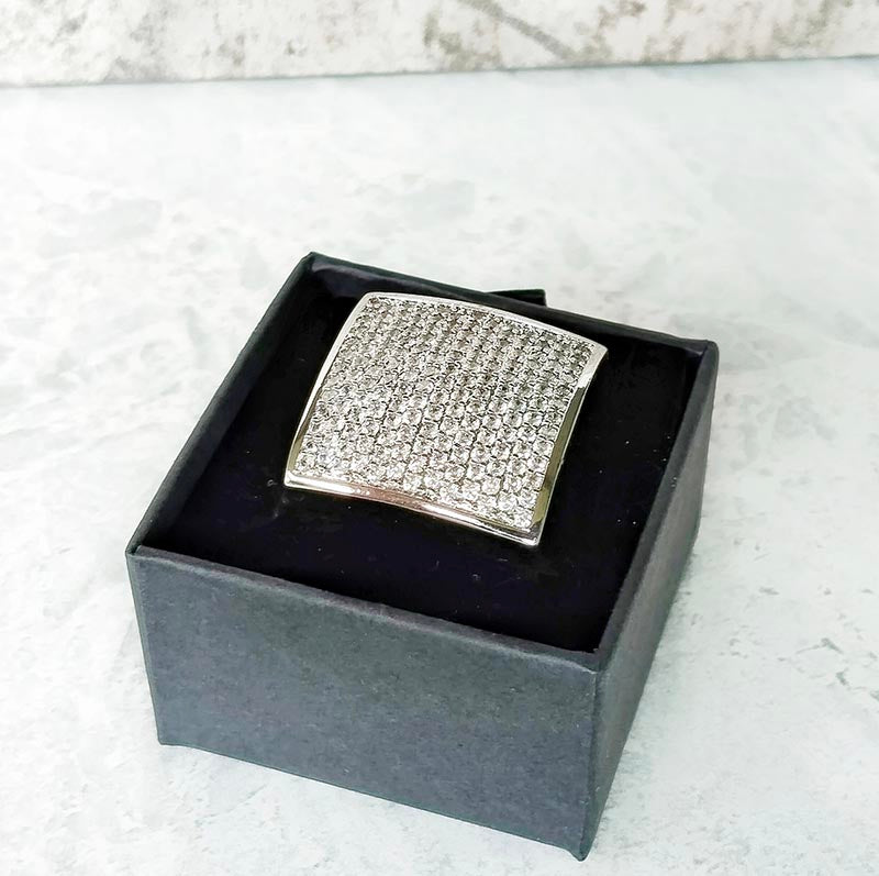 Iced out Hip Hop, 24mm block rings available in gold and silver. Streetwear inspired by Hip Hop Culture and bling.