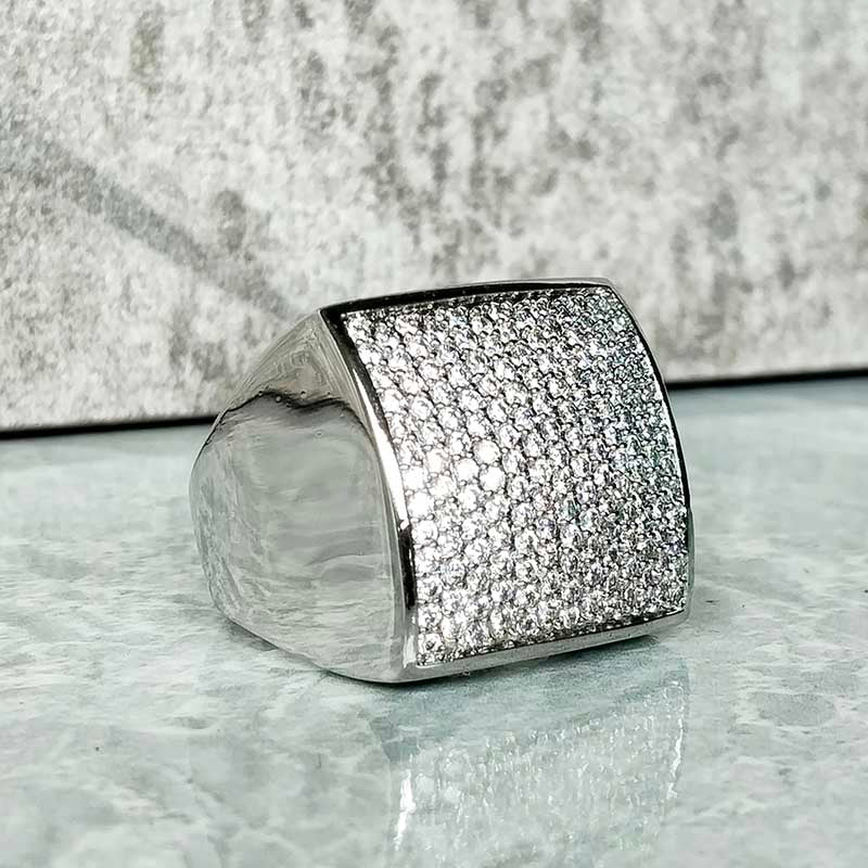 Iced out Hip Hop, 24mm block rings available in gold and silver. Streetwear inspired by Hip Hop Culture and bling.