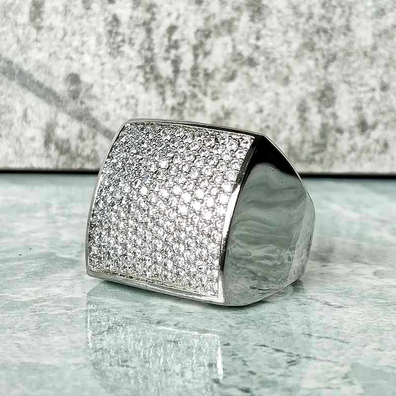 Iced out Hip Hop, 24mm block rings available in gold and silver. Streetwear inspired by Hip Hop Culture and bling.