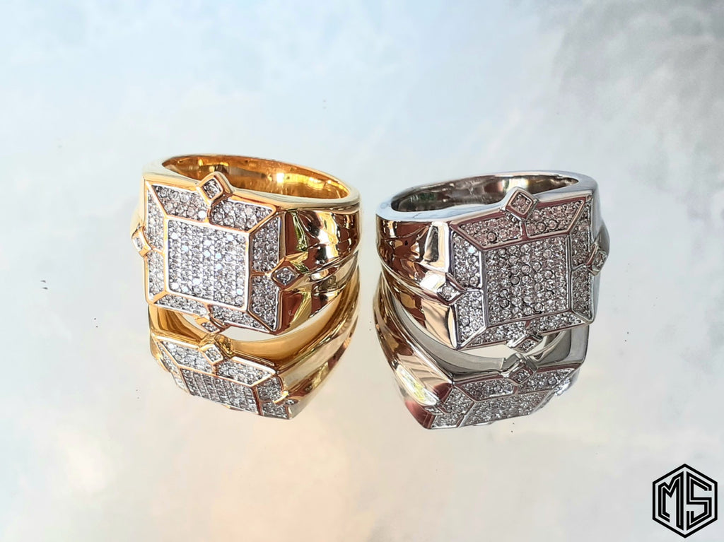 Iced out Hip Hop, block rings block available in gold and silver. Streetwear inspired by Hip Hop Culture