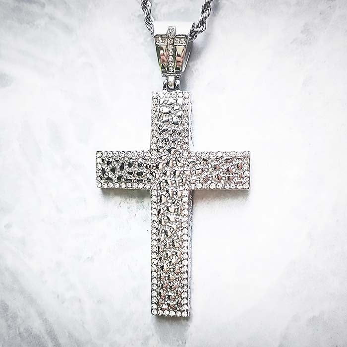 Iced out Hip Hop, large cross pendants and chains available in gold and silver. Bling Streetwear inspired by Hip Hop Culture.