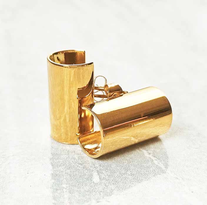 20mm Barrel Loop Earrings, Gold, Silver Barrel earrings, Huggies and Loops sizes 15mm, 20mm and 28mm Huggies