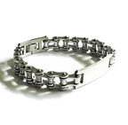 Engravable Plate Bike Chain Bracelet, bike chain stainless steel jewelry, a man of steel, mens jewelry, engrave