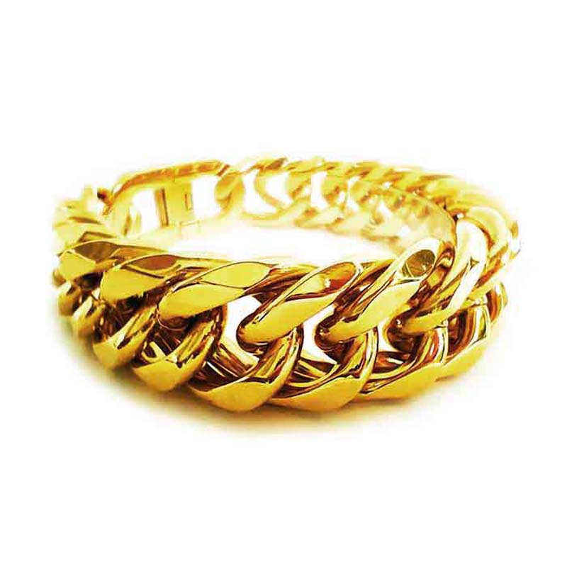 21mm Cuban Link Bracelet. . Available in gold, silver and stainless steel. 70cm, 75cm and 90cm