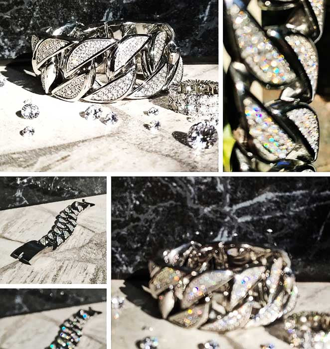 32mm Iced Cuban Link Bracelet. Available in gold and silver.22cm, 24cm and 26cm lengths available.