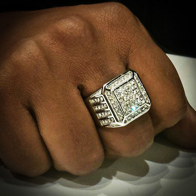 Iced out Hip Hop, block rings block available in gold and silver. Streetwear inspired by Hip Hop Culture