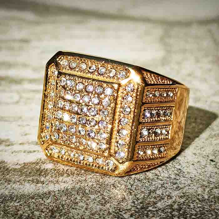 Iced out Hip Hop, block rings block available in gold and silver. Streetwear inspired by Hip Hop Culture