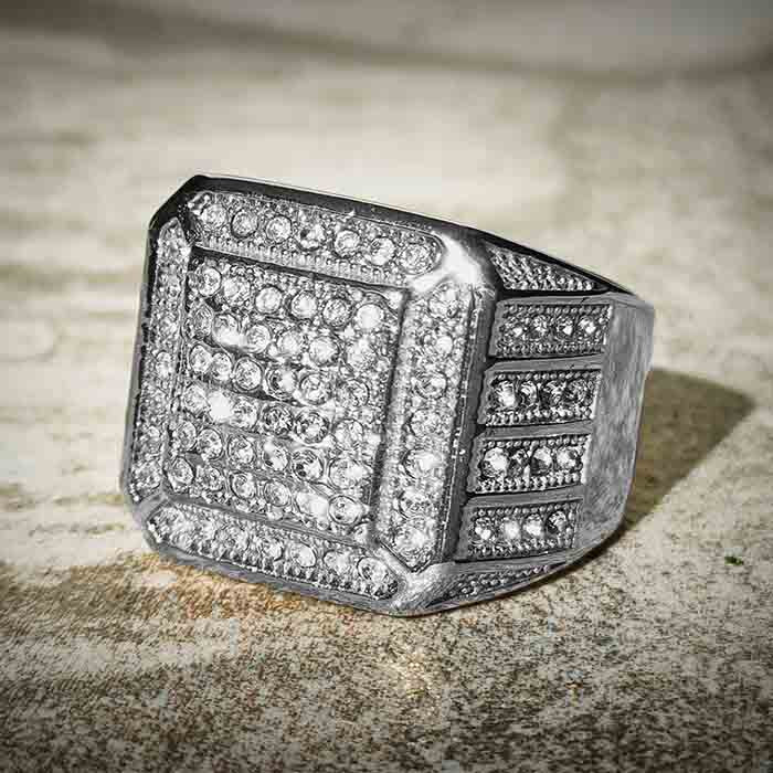 Iced out Hip Hop, block rings block available in gold and silver. Streetwear inspired by Hip Hop Culture and bling.