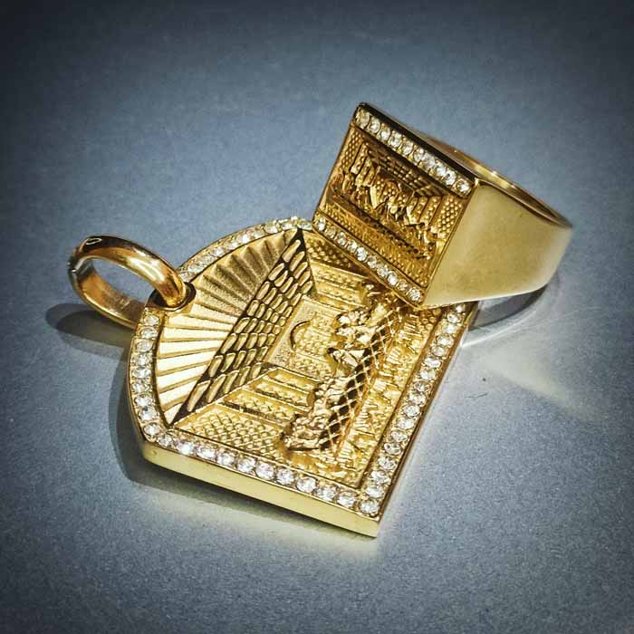 Iced out Hip Hop, last supper pendants and chains available in gold and silver. Bling Streetwear inspired by Hip Hop Jewelry Culture.