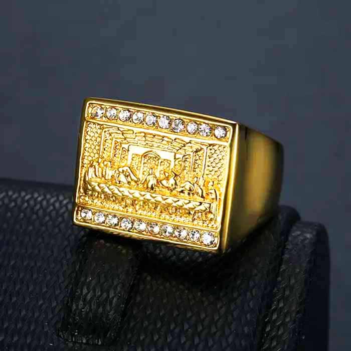 Iced out Hip Hop, block rings block available in gold and silver. Streetwear inspired by Hip Hop Culture and the last supper jewelry