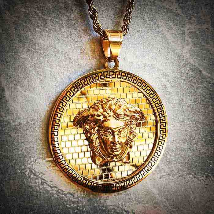 Medusa Pendant and 29mm Medusa Ring in Gold or Silver stainless.6mm Rope chains, 60cm, 75cm ,90cm