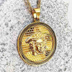 Medusa Pendant and 29mm Medusa Ring in Gold or Silver stainless.6mm Rope chains, 60cm, 75cm ,90cm