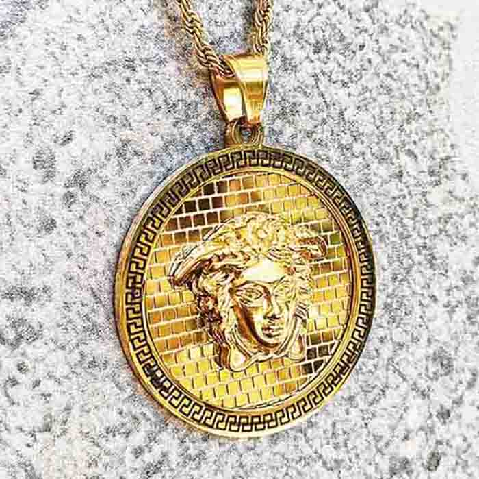 Medusa Pendant and 29mm Medusa Ring in Gold or Silver stainless.6mm Rope chains, 60cm, 75cm ,90cm