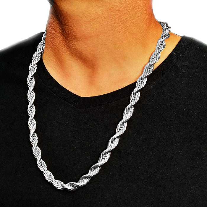 10mm Rope Chains available in Gold and silver,. Available lengths: 60cm, 75cm, 90cm and 100cm. Hip hop Jewelry and Streetwear.