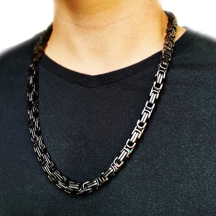 10mm Black Machine Chain, men's jewelry, black jewelry, chains, bracelets, A Man of Steel (2)