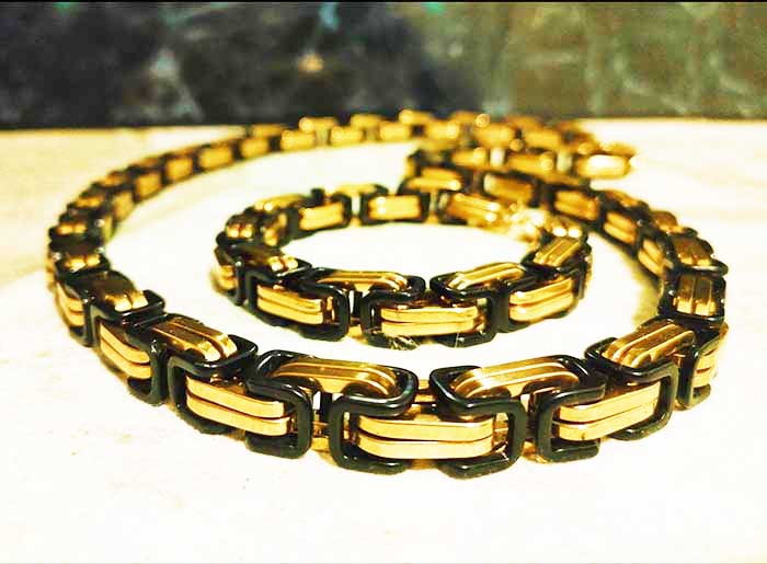 mens jewelry, black jewelry, chains, bracelets, gold, A Man of Steel (4)
