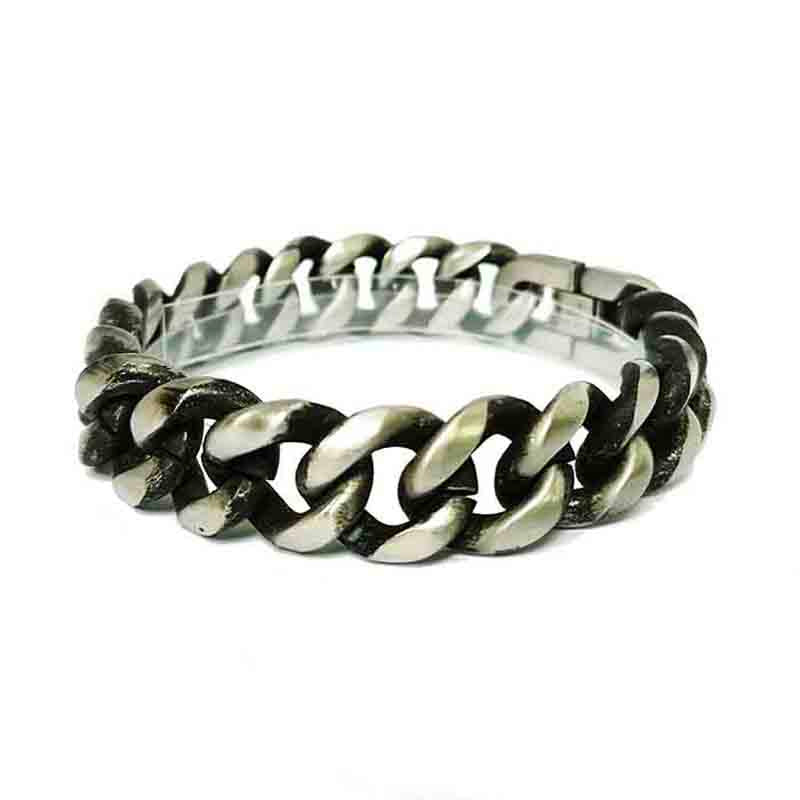 15mm Cuban link Grit Finish Bracelet, men's jewelry, grit, neck chain, wrist chain, chain, stainless, A Man of Steel