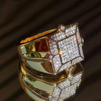 Iced out Hip Hop, block rings block available in gold and silver. Streetwear inspired by Hip Hop Culture