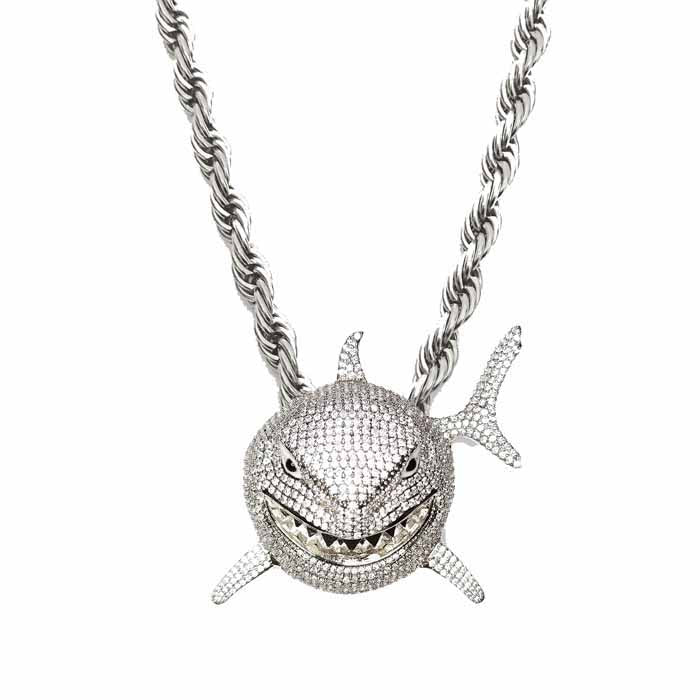 Iced out Hip Hop, Shark pendants and chains available in gold and silver. Bling Streetwear inspired by Hip Hop Jewelry Culture.