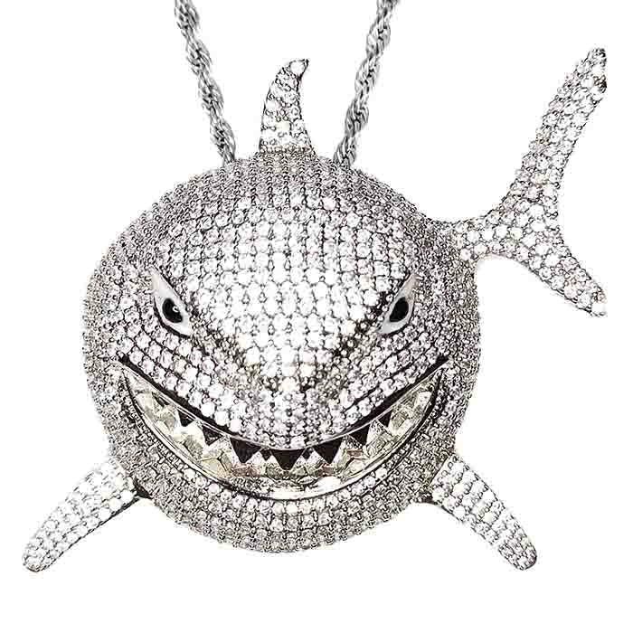 Iced out Hip Hop, Shark pendants and chains available in gold and silver. Bling Streetwear inspired by Hip Hop Jewelry Culture.