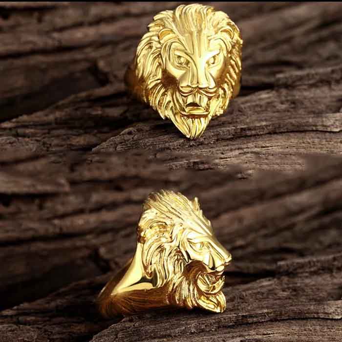 ring, gold, lion, bling, mens jewelry, crowned Lion, A Man of Steel