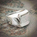 18mm stainless ring, signet, relic finish, hard core, mens jewelry, A Man of Steel